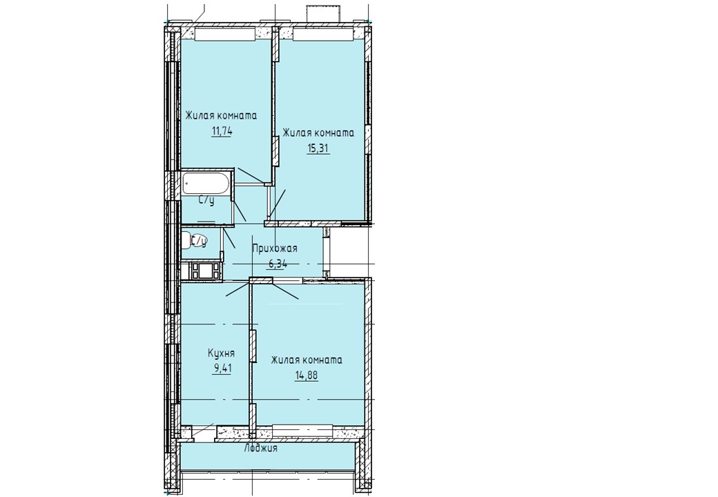 Планировка 61,4 м²