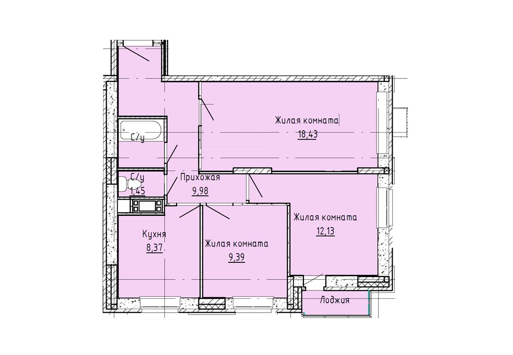 Планировка 62,5 м²